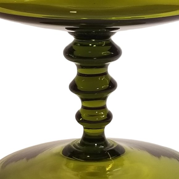 Champagne Tall Sherbet Glasses, Hand-Blown Olive Green Glass, Richmond by Colony - Picture 7 of 10